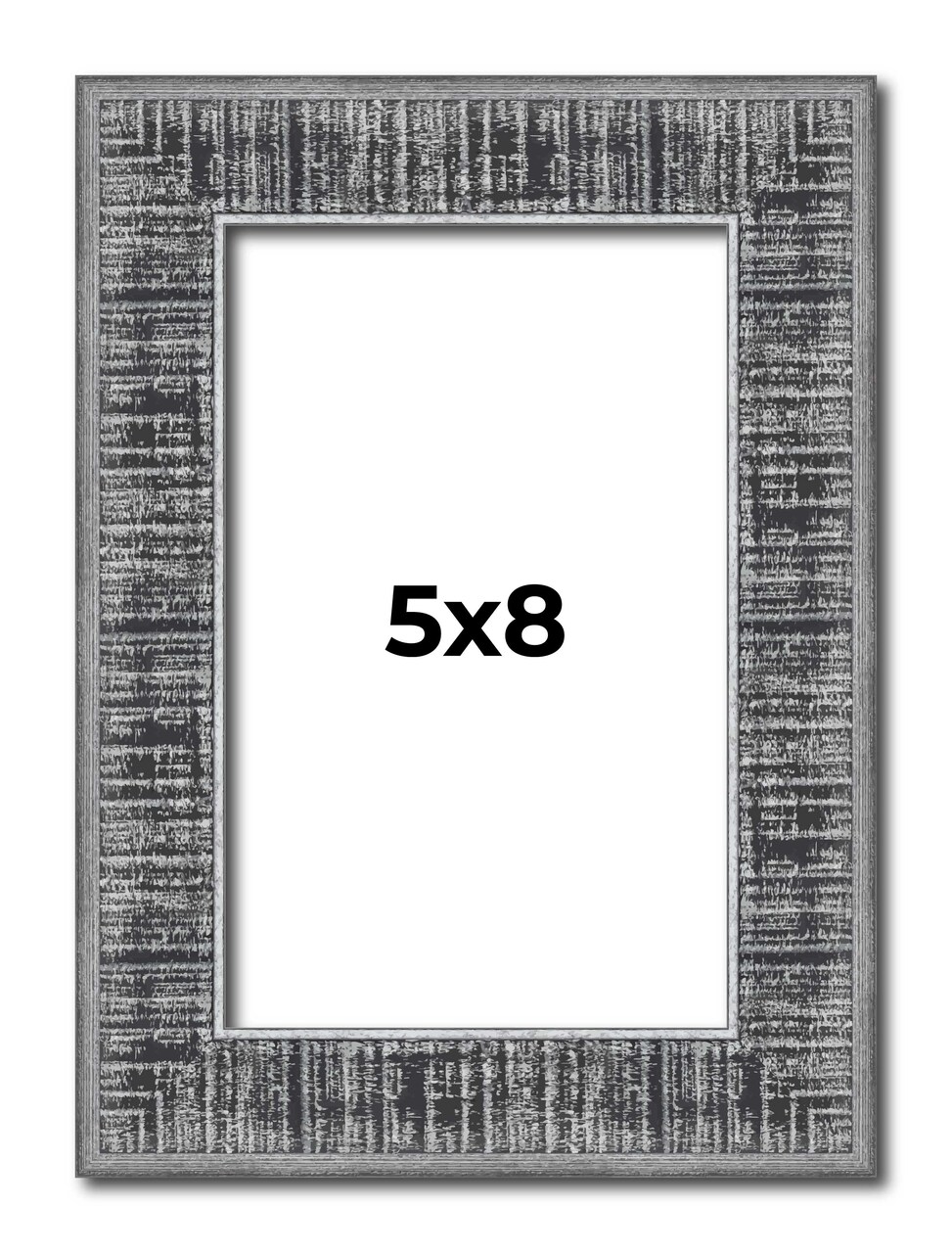 Photo Size Distressed Black Picture Frame - UV Acrylic, Foam Board Backing, Hanging Hardware